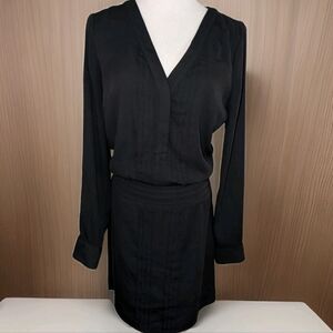 White House Black Market Womens Long Sleeve Black Pleated Dress Size 4
